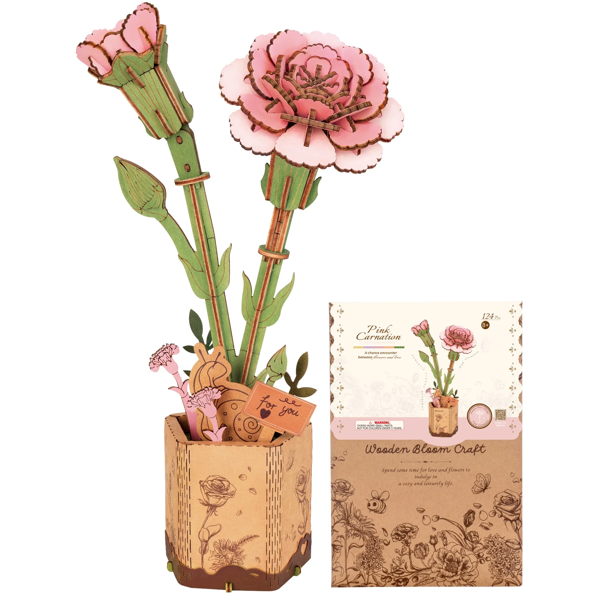 Rolife Wooden 3D Puzzle Carnation Artificial Flower DIY Model Building Kit for Bookshelf Decor Valentine's Day Mother's Day Gift
Rolife Wooden 3D Puzzle Carnation Artificial Flower DIY Model Building Kit for Bookshelf Decor Valentine's Day Mother's Day Gift