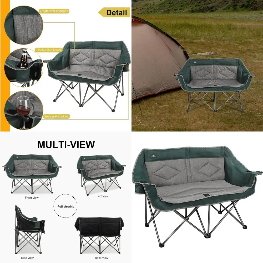 Portable Double Folding Loveseat Chair with Cup and Wine Holders, Mesh Storage, Supports 600lbs for Outdoor Use
Portable Double Folding Loveseat Chair with Cup and Wine Holders, Mesh Storage, Supports 600lbs for Outdoor Use