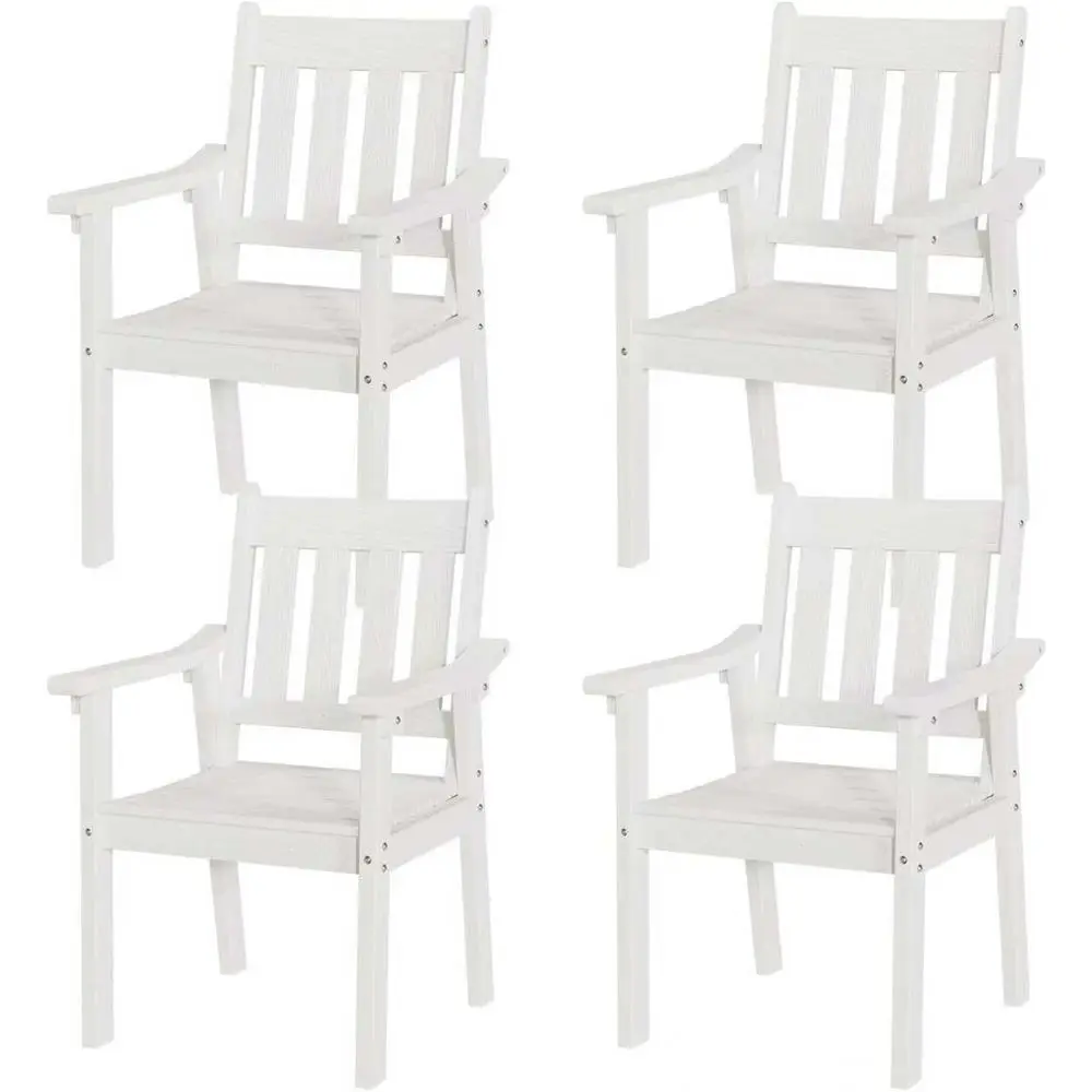 All-Weather Outdoor Dining Chairs Set of 4: Wide Curved Seats, Durable Plastic, Suitable for Garden, Porch, Deck, White, Support
All-Weather Outdoor Dining Chairs Set of 4: Wide Curved Seats, Durable Plastic, Suitable for Garden, Porch, Deck, White, Support