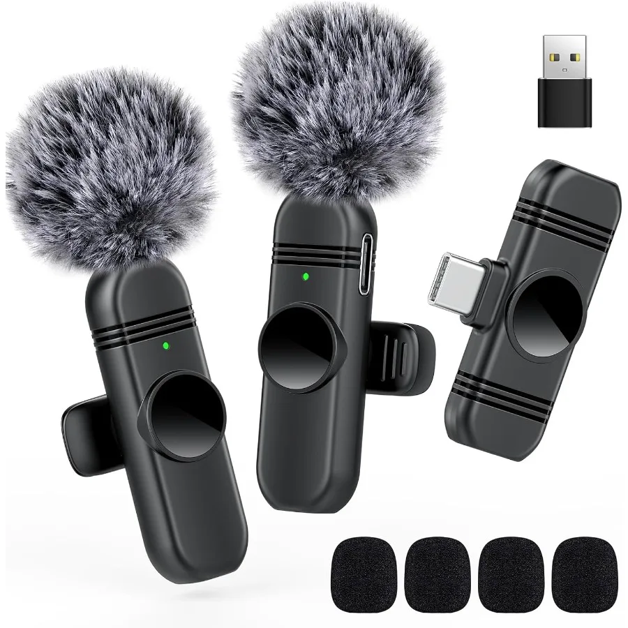 Type C Wireless Lavalier Microphone for iPhone 15Android and Laptop Tablet PC Clip on Microphone with Noise Reduction for Video
Type C Wireless Lavalier Microphone for iPhone 15Android and Laptop Tablet PC Clip on Microphone with Noise Reduction for Video