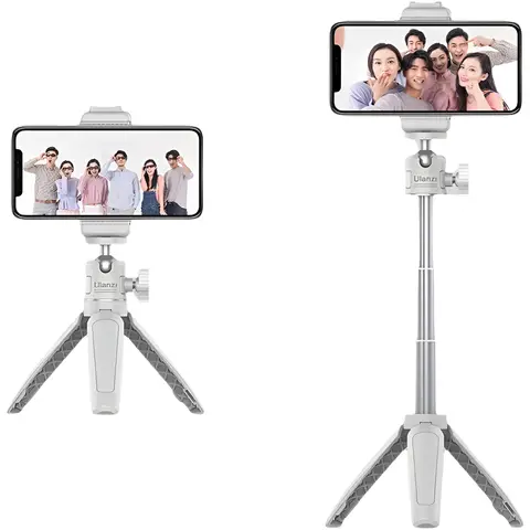 Ulanzi MT-08 Mini Tripod White Color Foldable Tripod Monopod  Mount 1/4'' Tripod Universal for DSLR Android iPhone Smartphone