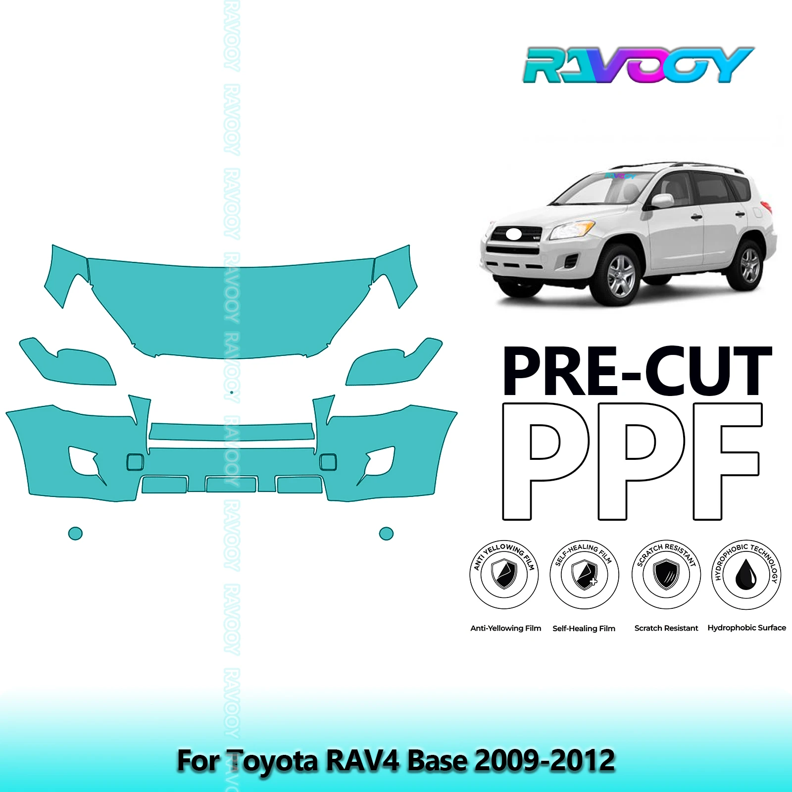 8.5Mil Precut Paint Protection Film PPF Clear Bra Front Kit For Toyota RAV4 Base 2009-2012 
8.5Mil Precut Paint Protection Film PPF Clear Bra Front Kit For Toyota RAV4 Base 2009-2012