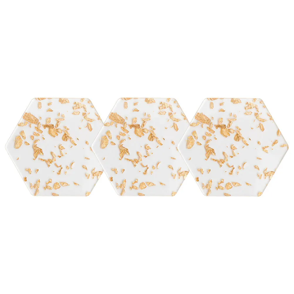 3Pcs Acrylic Hexagon Coasters Cup Mats Non-Slip Heat Resistant Drink Holder Set for Coffee Table and Bar Use 
3Pcs Acrylic Hexagon Coasters Cup Mats Non-Slip Heat Resistant Drink Holder Set for Coffee Table and Bar Use