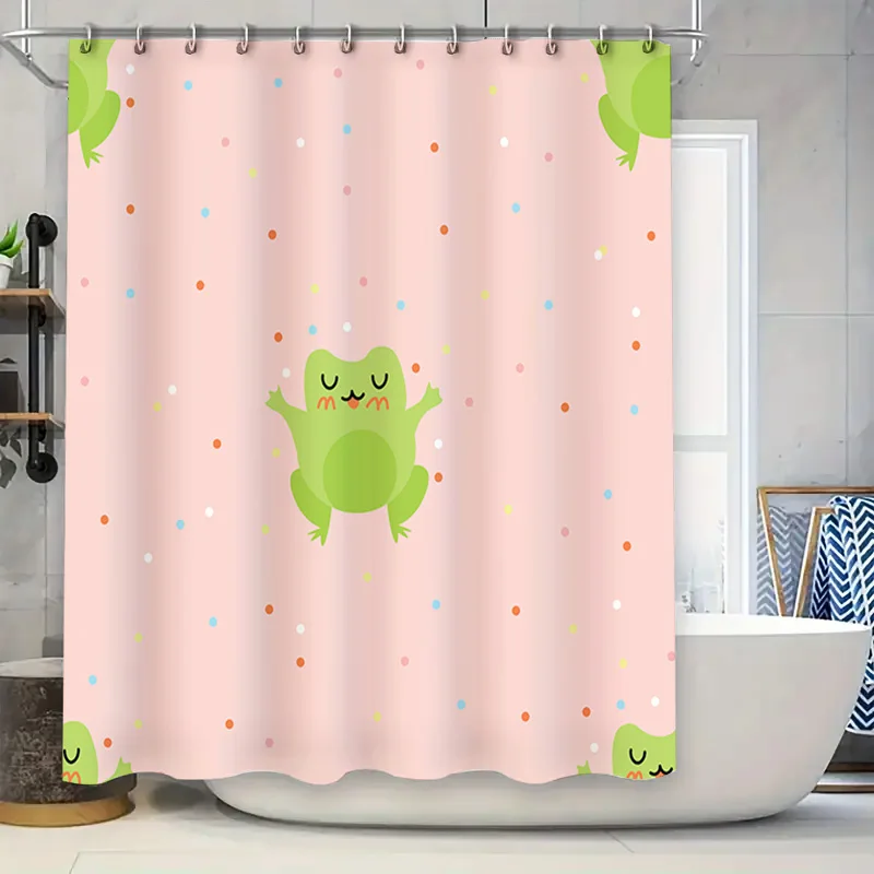 Cute Frog Print Shower Curtain Waterproof Decor for Bathroom Pink Color with Dots Pattern
Cute Frog Print Shower Curtain Waterproof Decor for Bathroom Pink Color with Dots Pattern