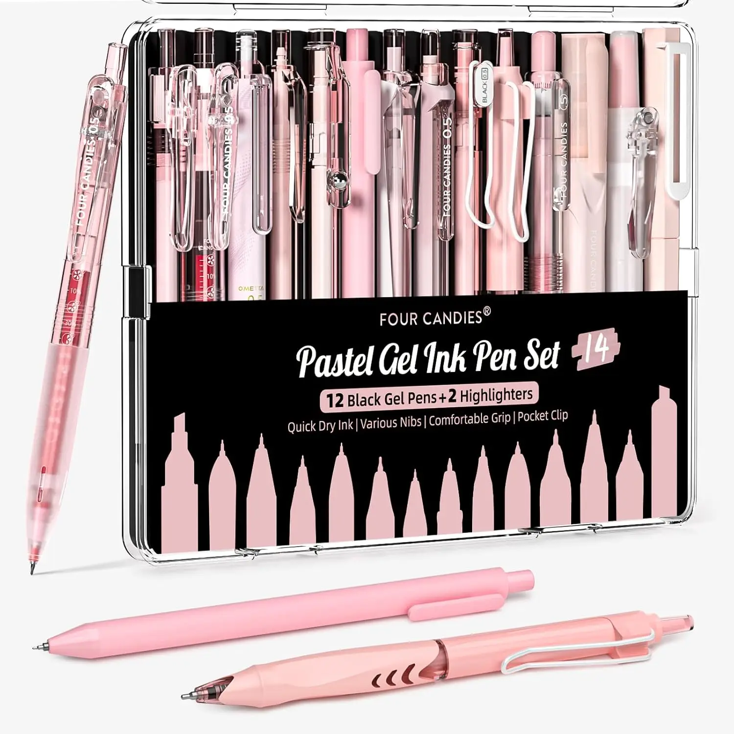 Cute Retractable 0.5mm Gel Pens & Highlighters Set of 14, Pink Stationery for School Office
Cute Retractable 0.5mm Gel Pens & Highlighters Set of 14, Pink Stationery for School Office