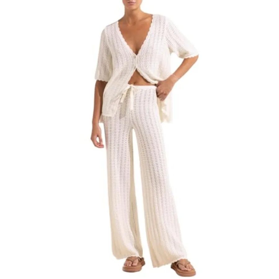 Women's Summer 2 Pcs Swimsuit Cover up Crochet Knit Cardigan Tops Long Pants Set Bathing Suit Beach Outfit
Women's Summer 2 Pcs Swimsuit Cover up Crochet Knit Cardigan Tops Long Pants Set Bathing Suit Beach Outfit