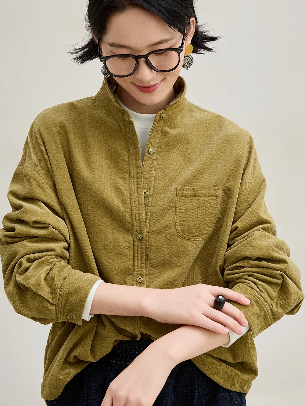 Soft Cotton Blend Fce Lined irt Vintage Sle Small Collar Bubble Texture Corduroy Comfortable Skin Friendly Women's irt
Soft Cotton Blend Fce Lined irt Vintage Sle Small Collar Bubble Texture Corduroy Comfortable Skin Friendly Women's irt