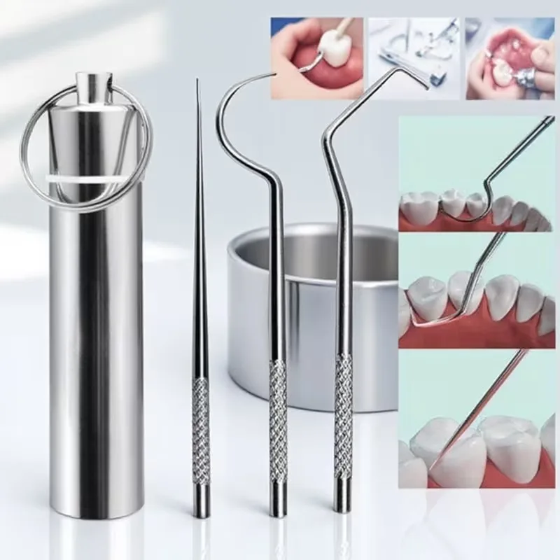 Набор зубочисток из нержавеющей стали, многоразовые зубочистки, зубная нить, инструмент для удаления зубного камня, портативный очиститель зубов для чистки зубов, полости рта
Набор зубочисток из нержавеющей стали, многоразовые зубочистки, зубная нить, инструмент для удаления зубного камня, портативный очиститель зубов для чистки зубов, полости рта
