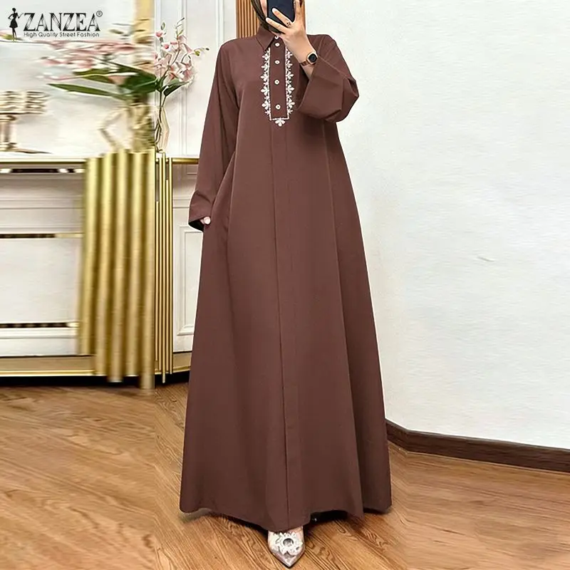 Fashion Muslim Abaya Dress 2026 ZANZEA Women Long Sleeve Embroidered Floral Dresses IsIamic Robe Casual Kaftan Dubai Hijab Dress
Fashion Muslim Abaya Dress 2026 ZANZEA Women Long Sleeve Embroidered Floral Dresses IsIamic Robe Casual Kaftan Dubai Hijab Dress