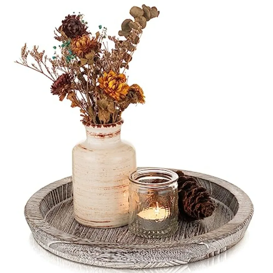 Wooden Decorative Tray Candle Holder: Round Wood Tray Home Decor, Whitewash Trays for Farmhouse Dinning Table Kitchen Counterto
Wooden Decorative Tray Candle Holder: Round Wood Tray Home Decor, Whitewash Trays for Farmhouse Dinning Table Kitchen Counterto