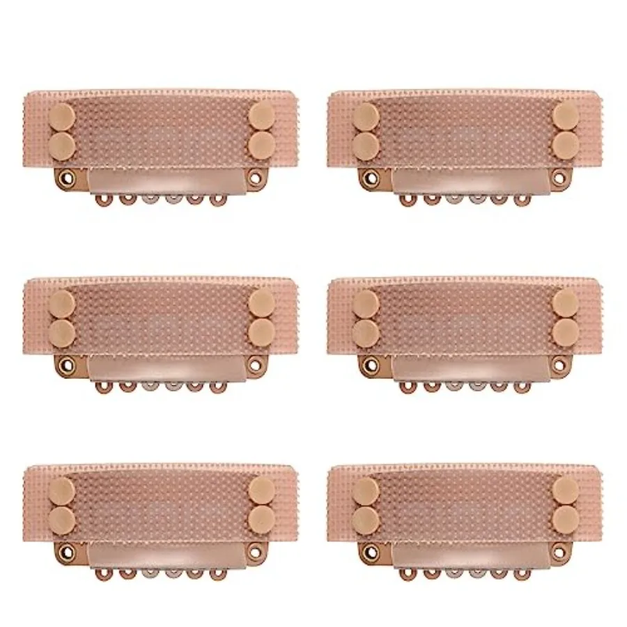 Wig clips for windproof wig fixation, plastic material, black color, 6-pack U-shape snap clips with 32mm size and 6-teeth desig
Wig clips for windproof wig fixation, plastic material, black color, 6-pack U-shape snap clips with 32mm size and 6-teeth desig