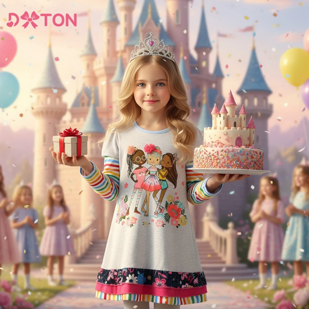 DXTON Girls Long Sleeve Dress Cartoon Friends Print Kids Casual Dresses Rainbow Striped Floral Ruffle Toddler Cotton Clothing
DXTON Girls Long Sleeve Dress Cartoon Friends Print Kids Casual Dresses Rainbow Striped Floral Ruffle Toddler Cotton Clothing
