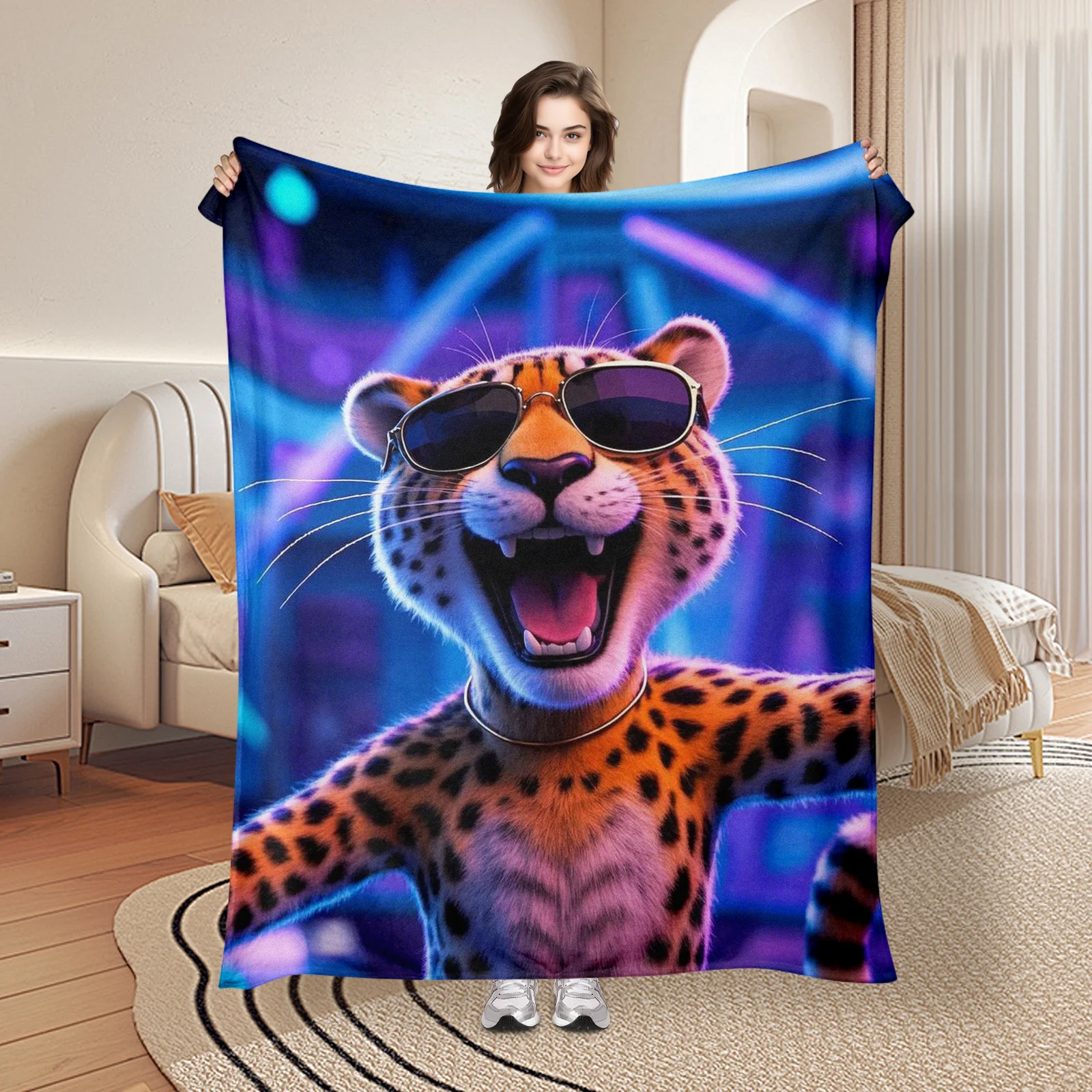 Funky Neon Blue Purple Leopard Blanket With Cool Sunglasses Design For Quirky Style And Cozy Comfort Lovers Everywhere
Funky Neon Blue Purple Leopard Blanket With Cool Sunglasses Design For Quirky Style And Cozy Comfort Lovers Everywhere