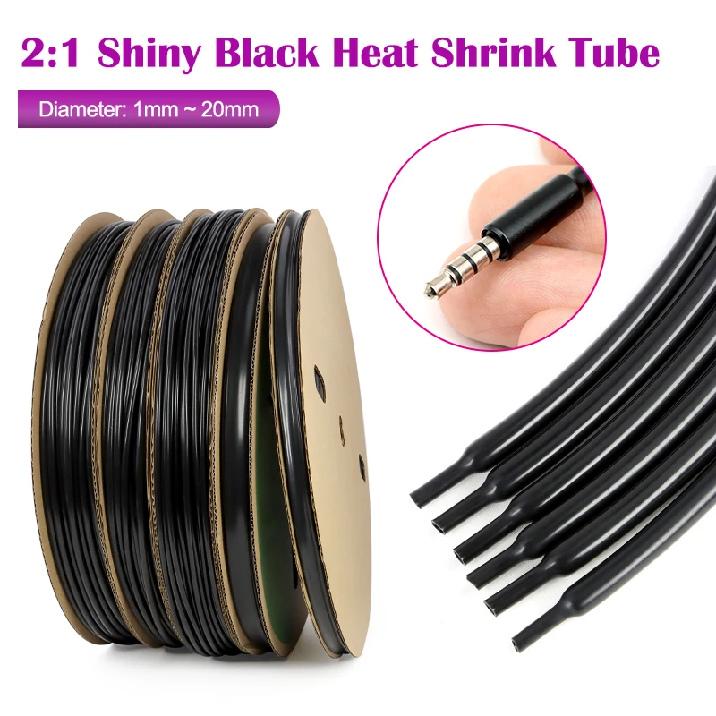 2/5/10m 2:1 Shiny Black Heat Shrink Tube 1mm~20mm DIY Cable Repair Professional Audio Earphone Line Wire Protection Sheath Wrap
2/5/10m 2:1 Shiny Black Heat Shrink Tube 1mm~20mm DIY Cable Repair Professional Audio Earphone Line Wire Protection Sheath Wrap
