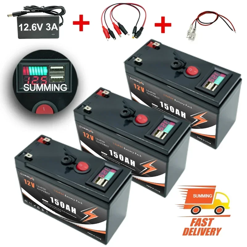 12V LiFePO4 150Ah Lithium Battery 4000+ Deep Cycles, for Power Wheels Toys, Scooter, Radio, UPS, Kayak Fish Finder, Solar Panel
12V LiFePO4 150Ah Lithium Battery 4000+ Deep Cycles, for Power Wheels Toys, Scooter, Radio, UPS, Kayak Fish Finder, Solar Panel