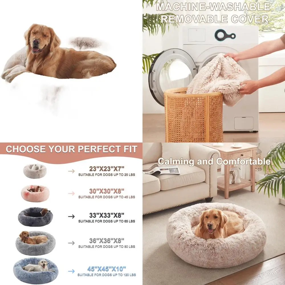 Large Round Dog Bed for 80 lbs Pets with Removable Washable Cover, Calming Brown
Large Round Dog Bed for 80 lbs Pets with Removable Washable Cover, Calming Brown