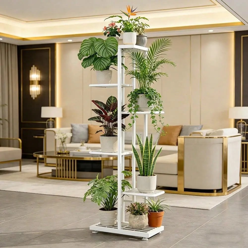 Indoor Outdoor Metal Plant Stand SixTier, SevenPot MultiLevel Flower Rack Features RustProof Spray Coating For Durability And L
Indoor Outdoor Metal Plant Stand SixTier, SevenPot MultiLevel Flower Rack Features RustProof Spray Coating For Durability And L