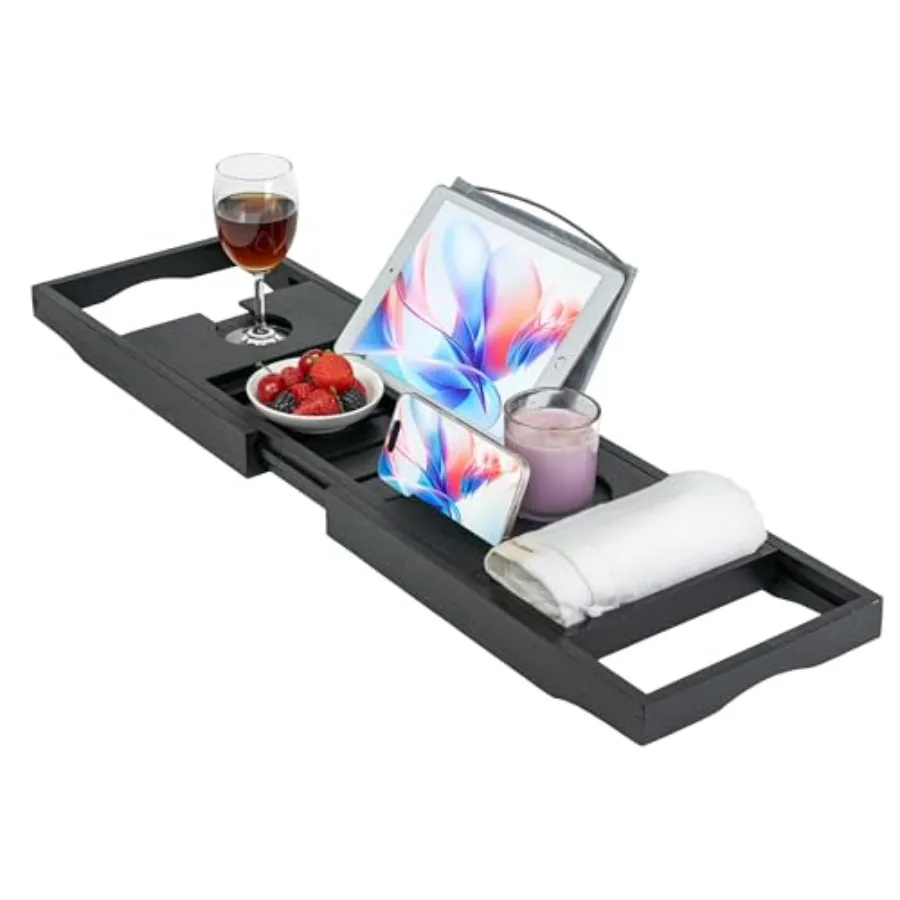Bamboo Bathtub Tray Caddy, Bath Tray Table for Tub, Adjustable Bathroom Organizer with Book Tablet Wine Glass Cup Towel Holder
Bamboo Bathtub Tray Caddy, Bath Tray Table for Tub, Adjustable Bathroom Organizer with Book Tablet Wine Glass Cup Towel Holder