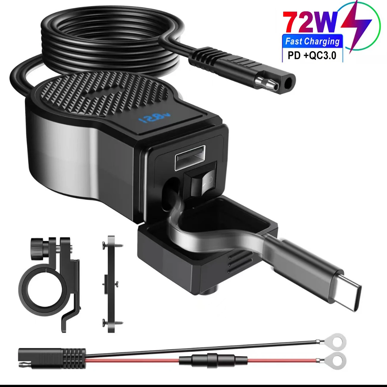 New PD+QC4.0 Motorcycle Phone Charger Handlebar Dual USB Socket 72W Waterproof 12V Power Supply Adapter with Switch Voltmeter
New PD+QC4.0 Motorcycle Phone Charger Handlebar Dual USB Socket 72W Waterproof 12V Power Supply Adapter with Switch Voltmeter