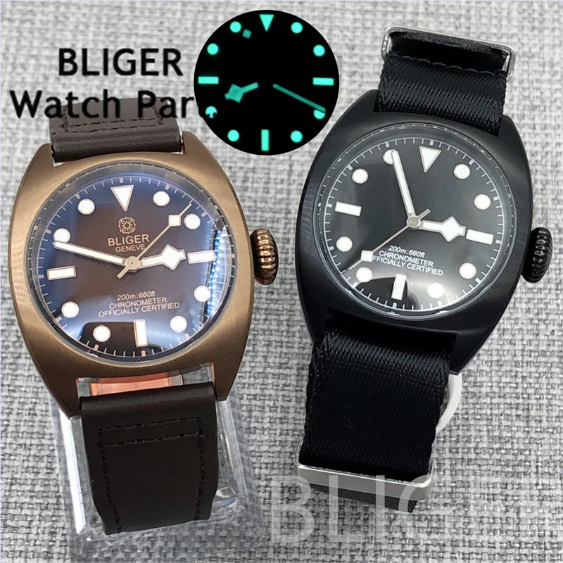BLIGER 36mm/39mm NH35 10Bar Automatic Dive Pilot Men's Watches Mineral Glass Luminous Dial Leather Strap Big Crown/Small Crown
BLIGER 36mm/39mm NH35 10Bar Automatic Dive Pilot Men's Watches Mineral Glass Luminous Dial Leather Strap Big Crown/Small Crown