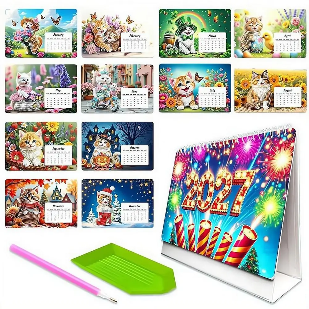 2027 DIY Paper Diamond Painting Calendar Set Special Shaped Drill Diamond Art Desktop Calendar for Christmas NEW YEAR Decor Set
2027 DIY Paper Diamond Painting Calendar Set Special Shaped Drill Diamond Art Desktop Calendar for Christmas NEW YEAR Decor Set