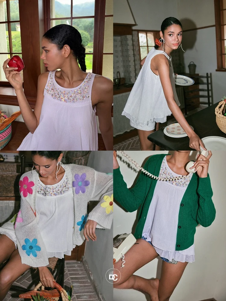 Betchow Embroidered Chiffon Vest Large Hem Lav Purple White Svel Faionable Top Women's Spring Summer Casual Wear
Betchow Embroidered Chiffon Vest Large Hem Lav Purple White Svel Faionable Top Women's Spring Summer Casual Wear