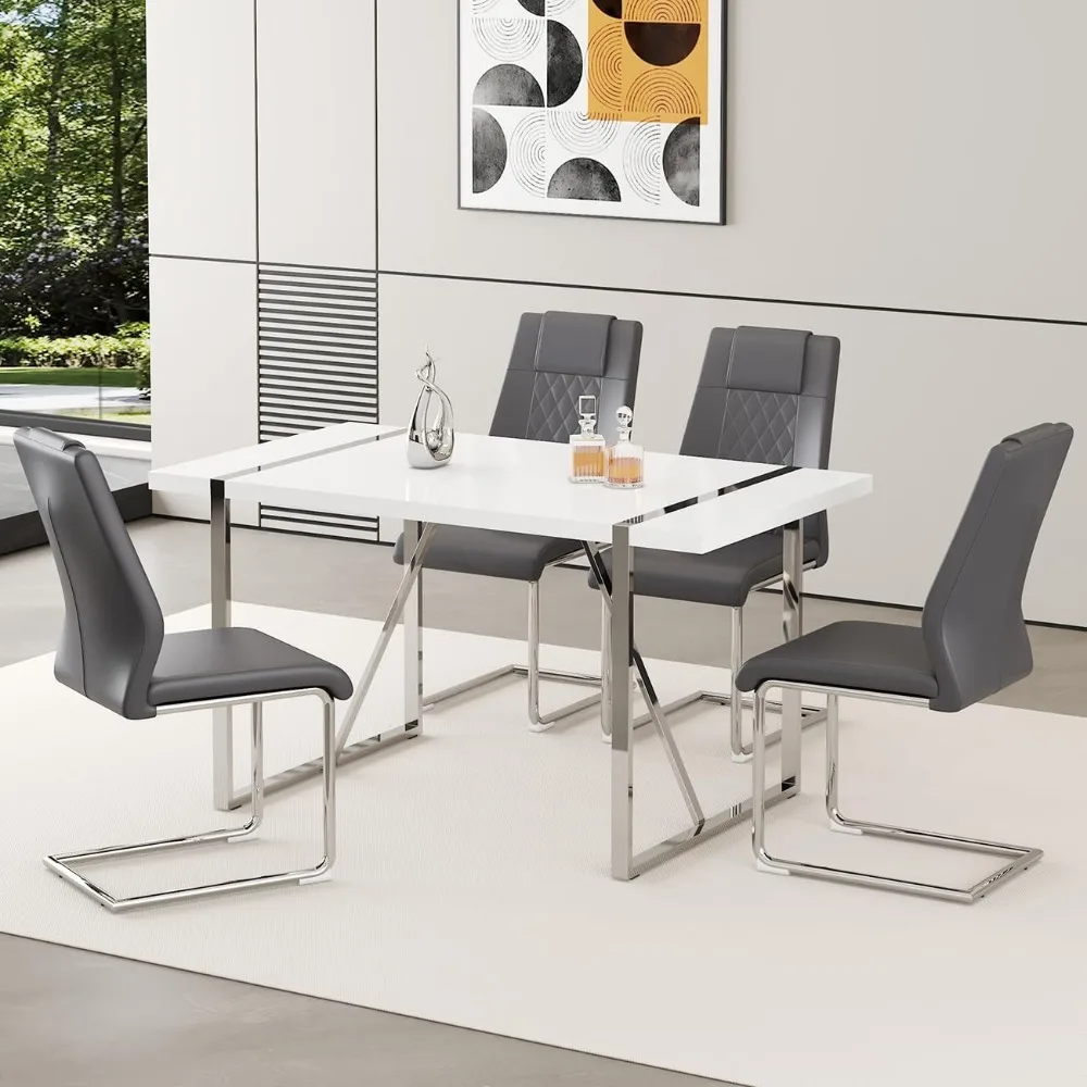5 Piece Dining Table Set for 4 55‘’ Modern Dining Table Set Rectangle Table with 4 Upholstered Dining Chairs
5 Piece Dining Table Set for 4 55‘’ Modern Dining Table Set Rectangle Table with 4 Upholstered Dining Chairs