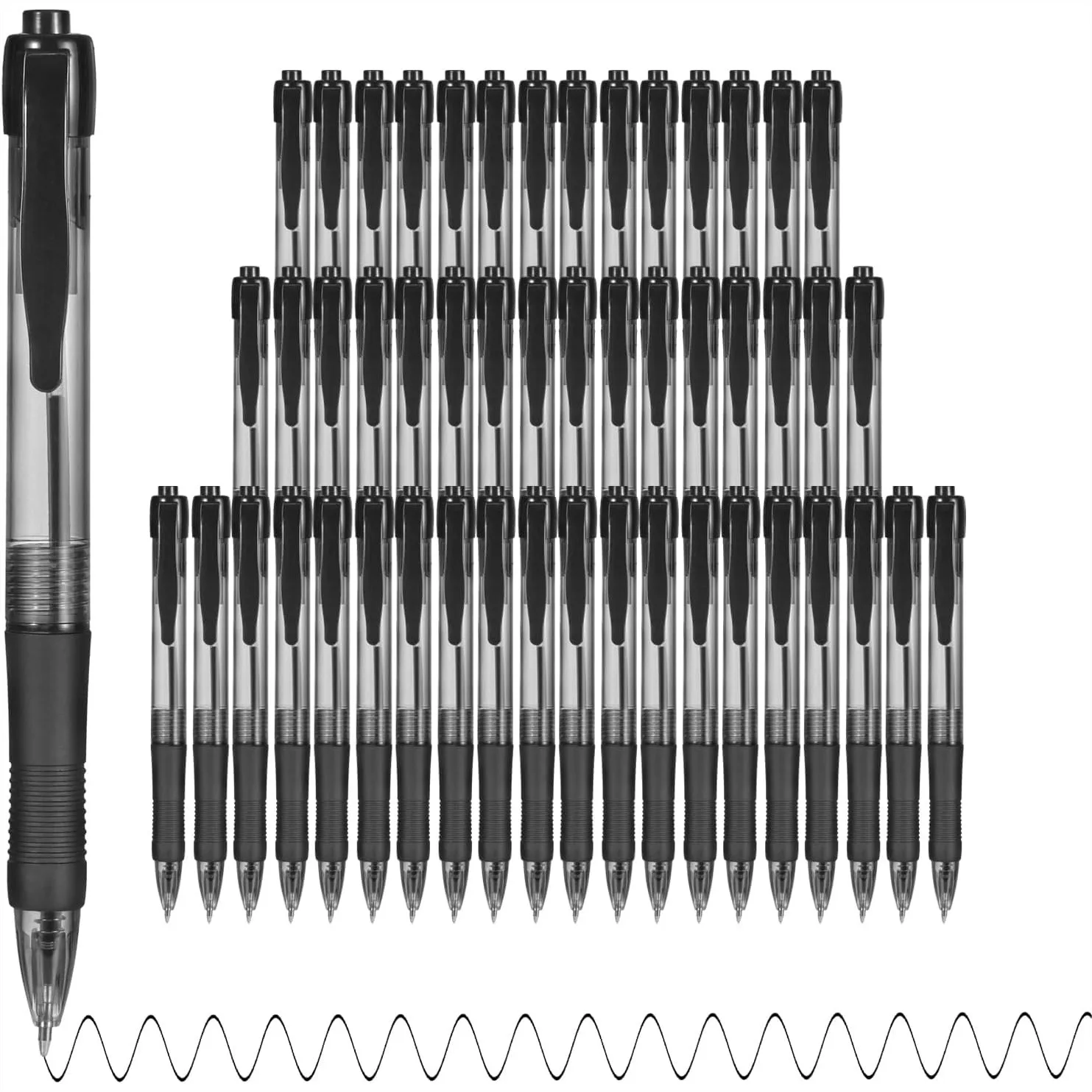 50 Pack Black Ink Click Pens, No Bleed Retractable Ballpoint Pens with Soft Grip, Smooth 1.0mm for Office School
50 Pack Black Ink Click Pens, No Bleed Retractable Ballpoint Pens with Soft Grip, Smooth 1.0mm for Office School