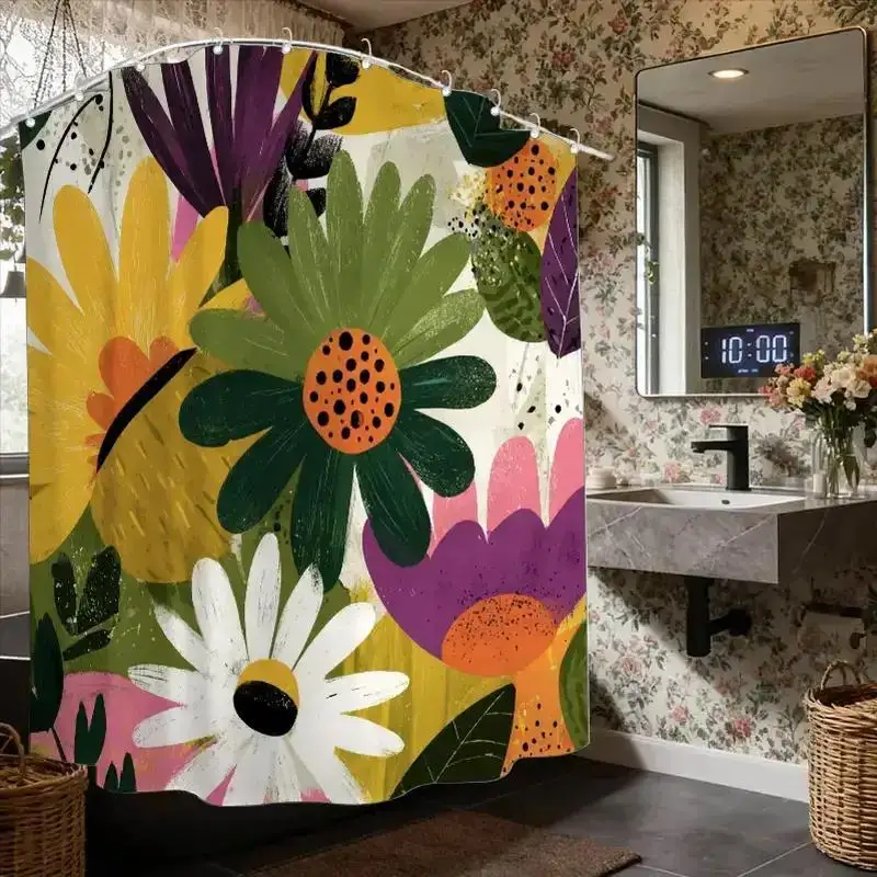 Bold Botanical Shower Curtain – Hand-Painted Tropical Flowers, Textured Petals & Leaves, 12 Hooks Waterproof Maximalist Decor
Bold Botanical Shower Curtain – Hand-Painted Tropical Flowers, Textured Petals & Leaves, 12 Hooks Waterproof Maximalist Decor