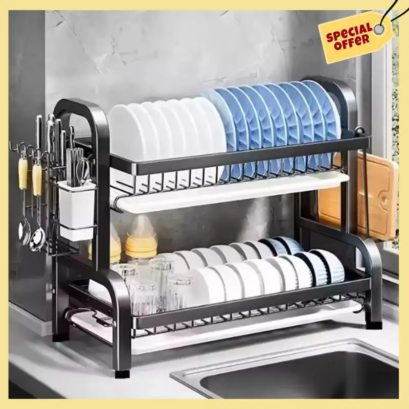 -BABQ Dish Drying Rack With Utensil Holder, Cutting Board Holder, And Drainboard Tray - Space-Saving Kitchen Counter Organizer
-BABQ Dish Drying Rack With Utensil Holder, Cutting Board Holder, And Drainboard Tray - Space-Saving Kitchen Counter Organizer