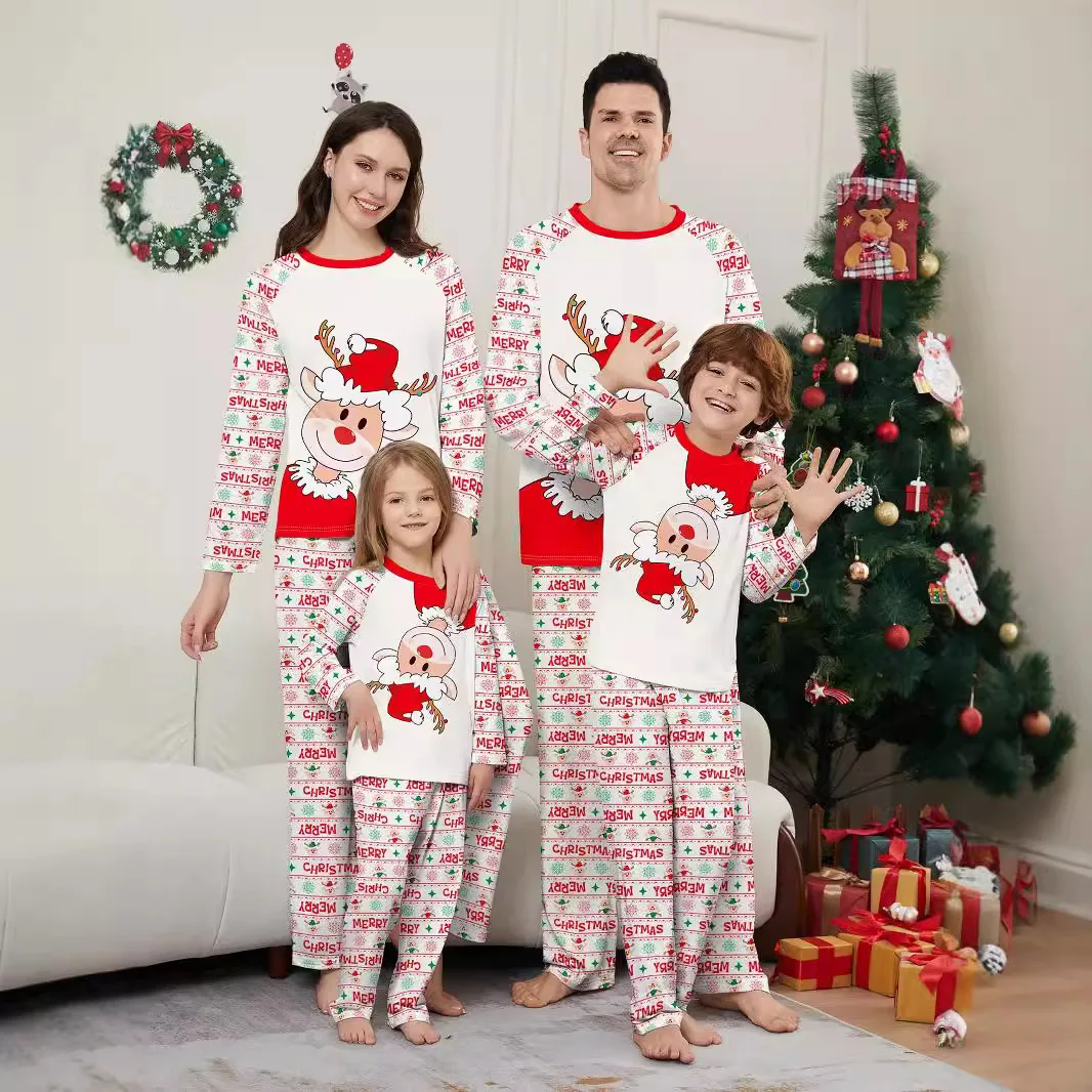 Christmas deer print parent-child pajama set, baby crawling dress high-end mother-daughter outfits for a family of three or four
Christmas deer print parent-child pajama set, baby crawling dress high-end mother-daughter outfits for a family of three or four