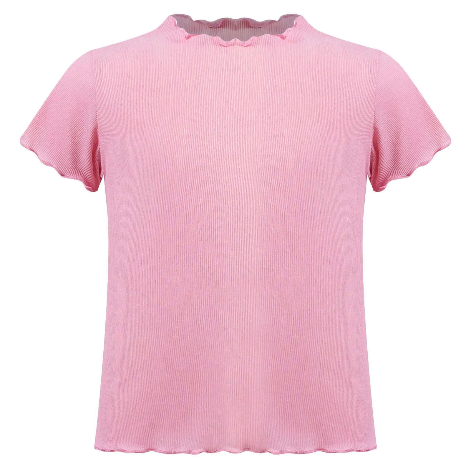 Kids Girls Short Sleeve Casual T-shirt Round Neck Solid Color Patchwork Lettuce Trim Ribbed Daily Wear Tops for Summer Outfits
Kids Girls Short Sleeve Casual T-shirt Round Neck Solid Color Patchwork Lettuce Trim Ribbed Daily Wear Tops for Summer Outfits