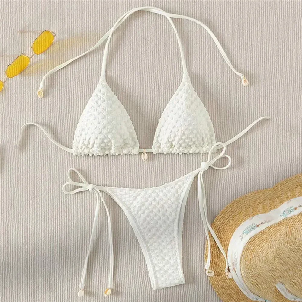 White String Micro Bikini Thong Sexy Swimsuit Women 2025 Shell Decorate Swimwear Bathing Suit Halter Triangle Bikinis Sets Mujer
White String Micro Bikini Thong Sexy Swimsuit Women 2025 Shell Decorate Swimwear Bathing Suit Halter Triangle Bikinis Sets Mujer