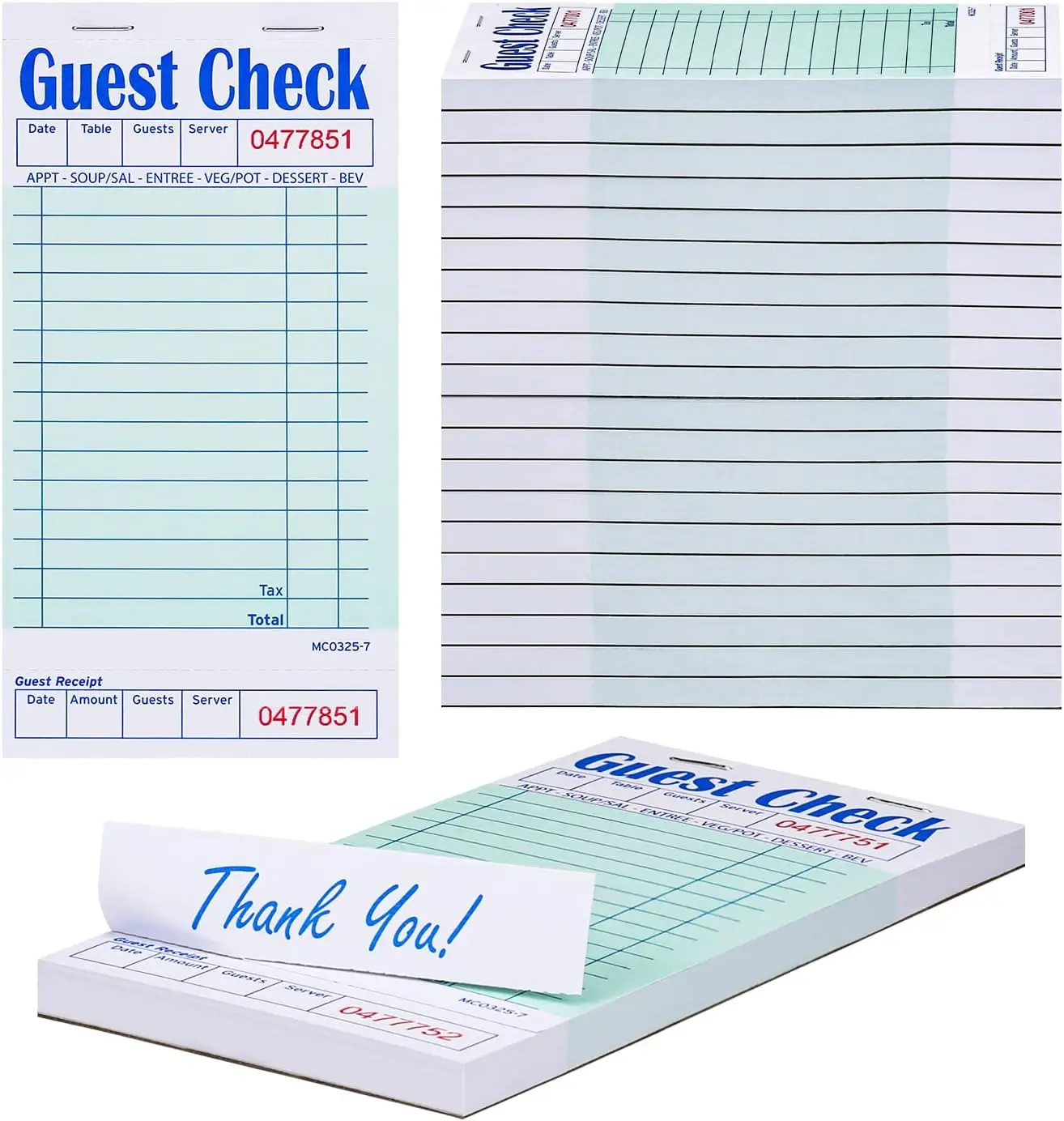 Guest Checks Server Note Pads 1000 Orders Waitress Notepad for Restaurants, 20 Books
Guest Checks Server Note Pads 1000 Orders Waitress Notepad for Restaurants, 20 Books