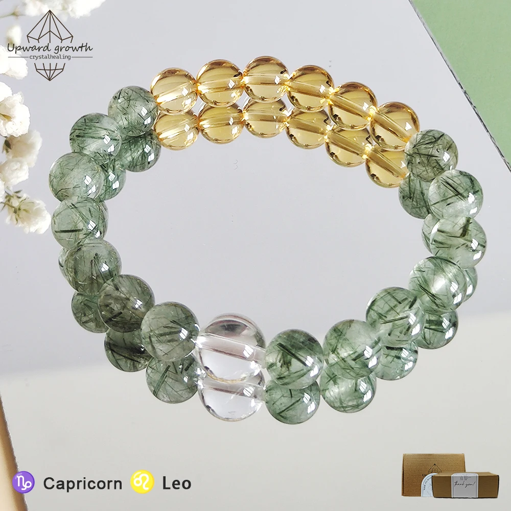UGCRYSTAL Zodiac Healing Crystal Bracelet Green Rutilated Quartz Citrine Natural Stone Protection Women's Luxury Jewelry Gifts
UGCRYSTAL Zodiac Healing Crystal Bracelet Green Rutilated Quartz Citrine Natural Stone Protection Women's Luxury Jewelry Gifts