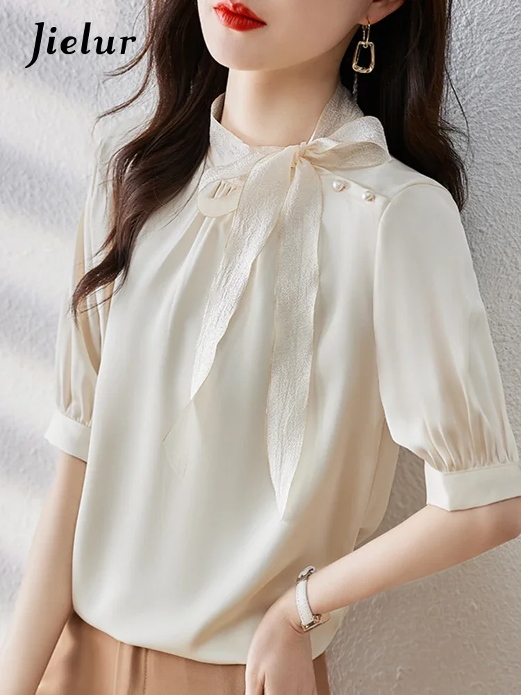 Jielur Summer New Korean Solid Color Women Blouse Casual Loose Sweet Ladies Blouse Woman Apricot Elegant Simple Fashion Top
Jielur Summer New Korean Solid Color Women Blouse Casual Loose Sweet Ladies Blouse Woman Apricot Elegant Simple Fashion Top