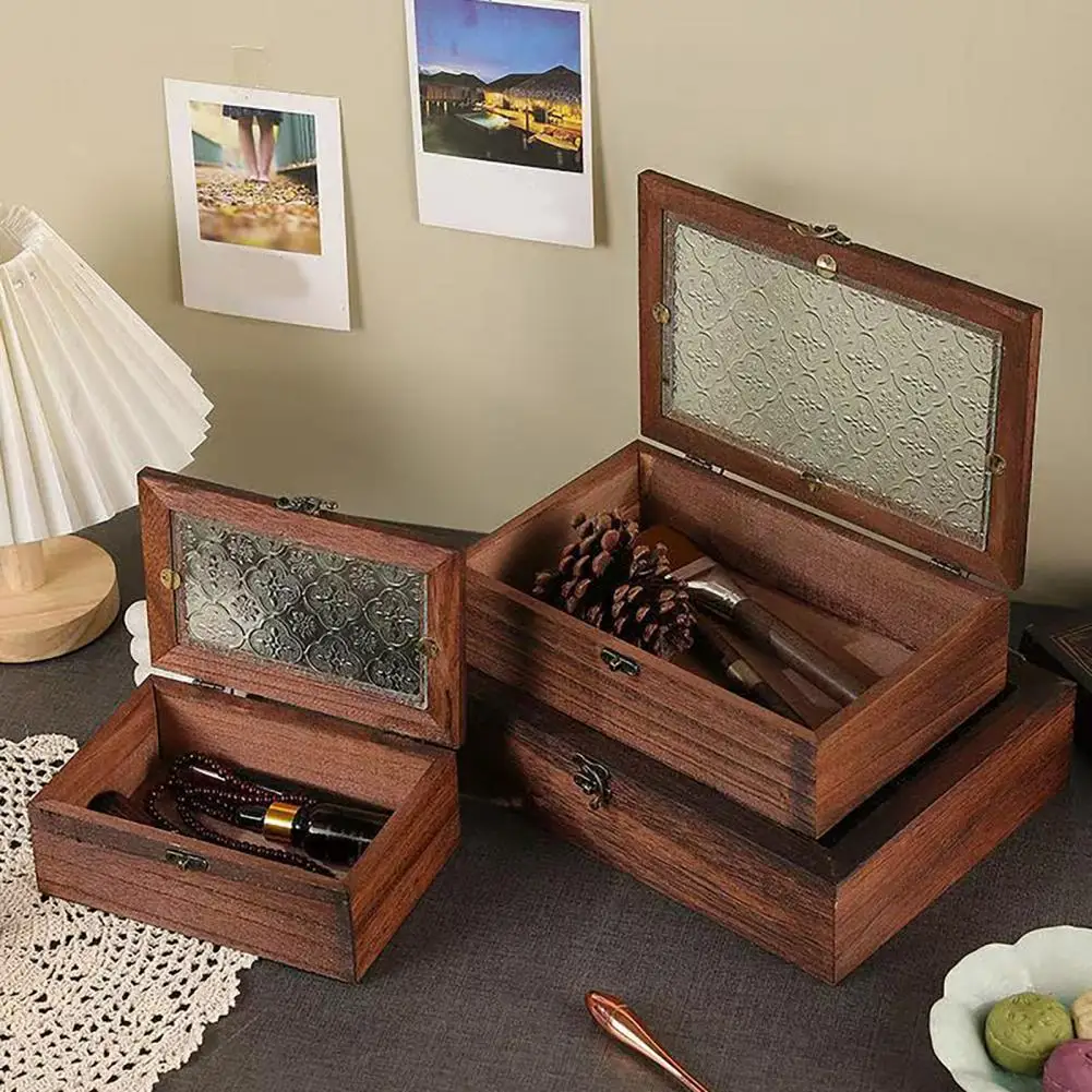 Wooden Jewelry Storage Box Retro Top Lid With Buckle Dustproof Organizer For Ring Necklace Sundries
Wooden Jewelry Storage Box Retro Top Lid With Buckle Dustproof Organizer For Ring Necklace Sundries