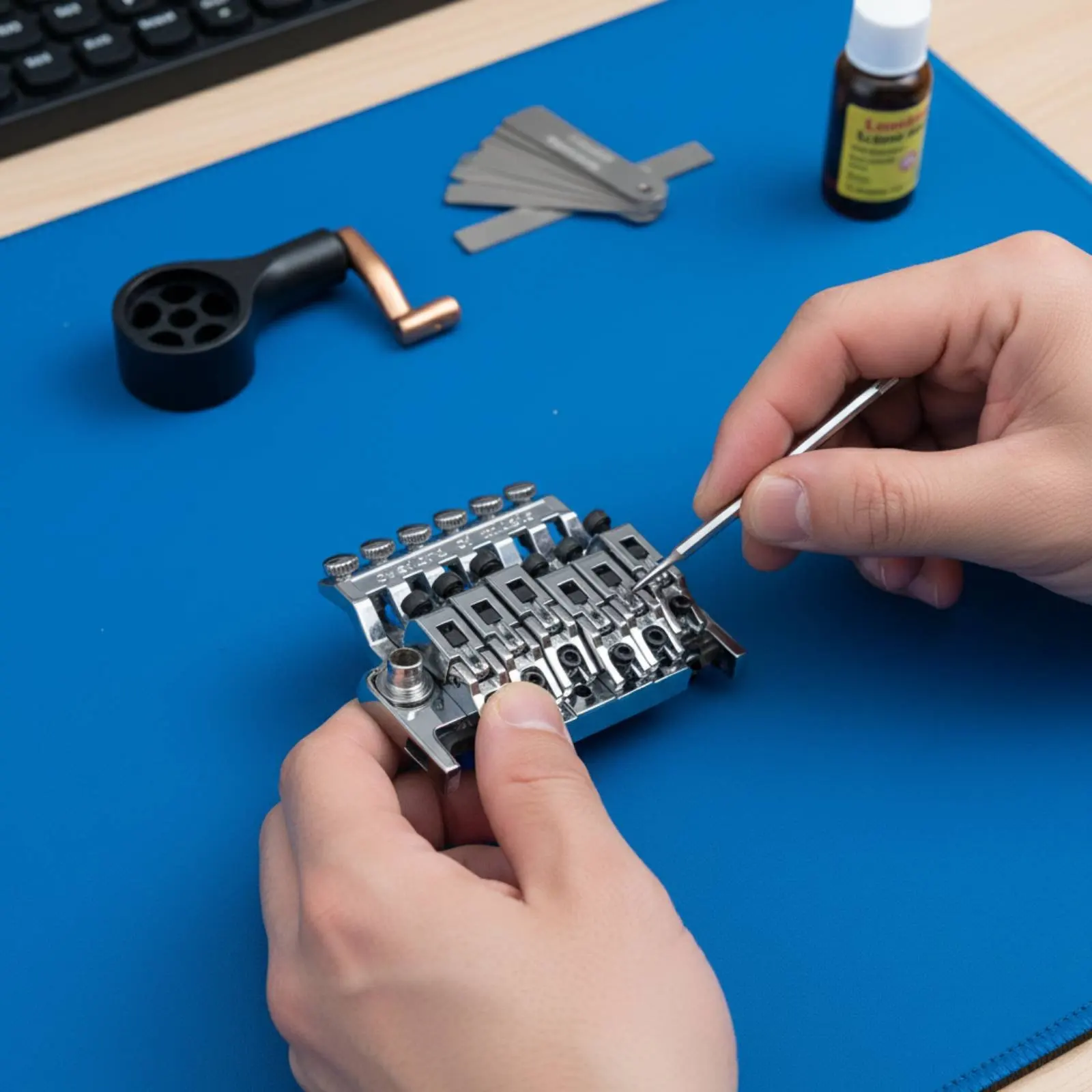 Double Locking Tremolo Bridge Exact Fine-Adjusters Tone Modulation Bridge System Locking Tremolo System Kit for Luthiers
Double Locking Tremolo Bridge Exact Fine-Adjusters Tone Modulation Bridge System Locking Tremolo System Kit for Luthiers