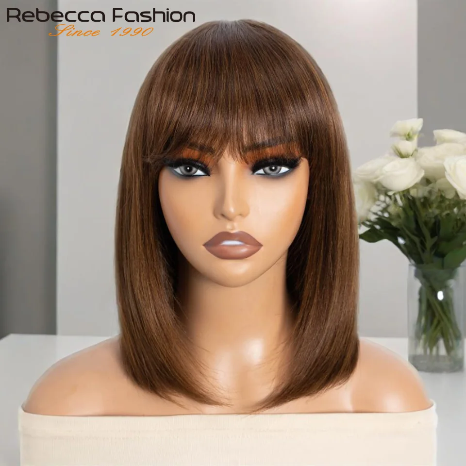 Hightlight P4/30 Colored Short 180D Straight Brazilian Human Hair Bob Wigs with Bangs Remy Full Machine Made for Women Burgundy
Hightlight P4/30 Colored Short 180D Straight Brazilian Human Hair Bob Wigs with Bangs Remy Full Machine Made for Women Burgundy