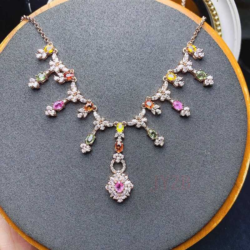 New bright color sapphire sterling silver necklace for women light luxury rainbow jewelry lovers gift
New bright color sapphire sterling silver necklace for women light luxury rainbow jewelry lovers gift