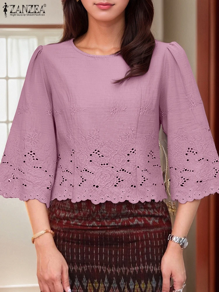 ZANZEA Casual Loose Lace Tops Women Blouse 2025 Summer Hollow Out Blusas Fashion Pullover Oversized Solid Color Tunic
ZANZEA Casual Loose Lace Tops Women Blouse 2025 Summer Hollow Out Blusas Fashion Pullover Oversized Solid Color Tunic