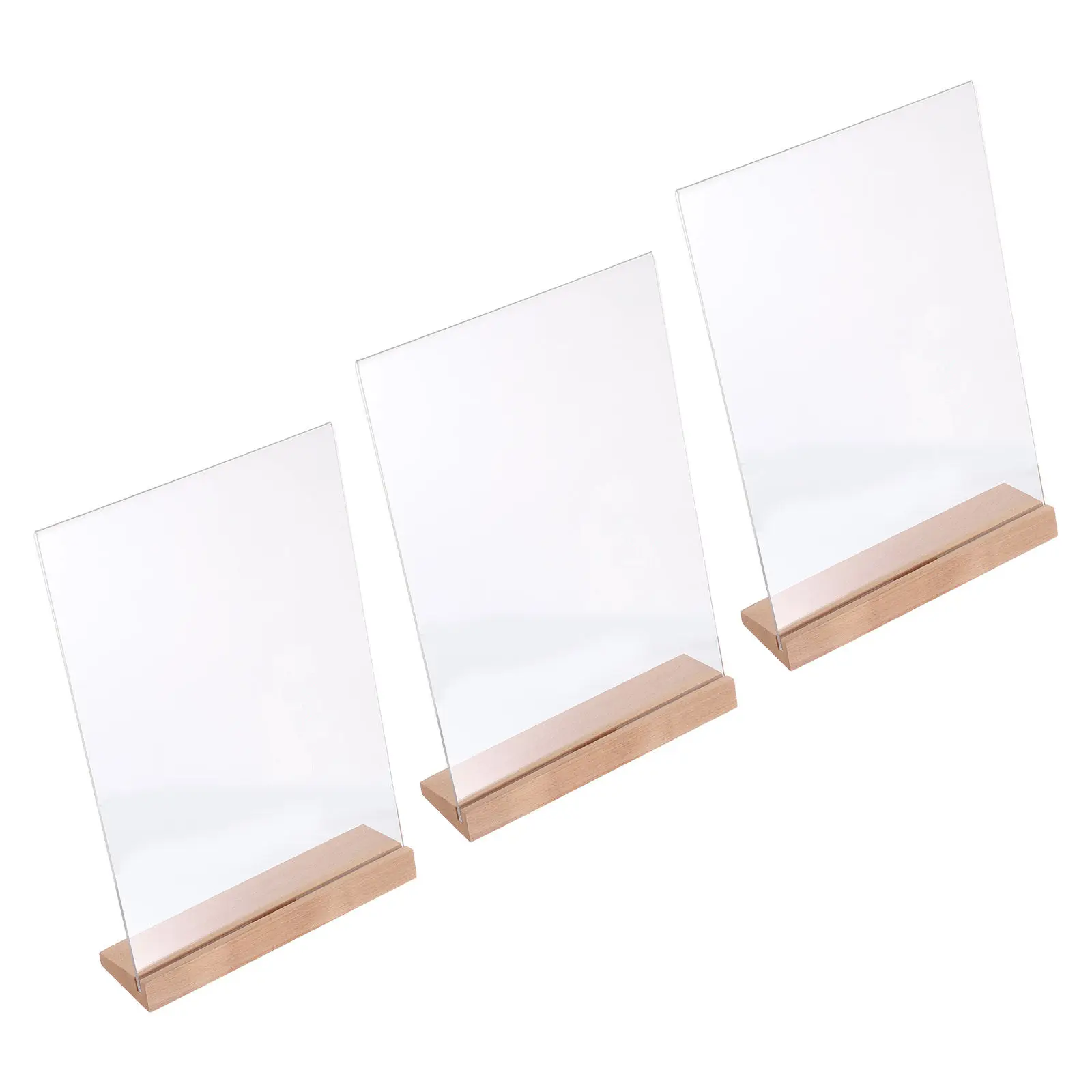 3Pcs L-Shaped Clear Acrylic Sign Holder with Natural Wood Base for A4 Menu Poster Photo Display Tabletop Desktop Wedding Counter
3Pcs L-Shaped Clear Acrylic Sign Holder with Natural Wood Base for A4 Menu Poster Photo Display Tabletop Desktop Wedding Counter