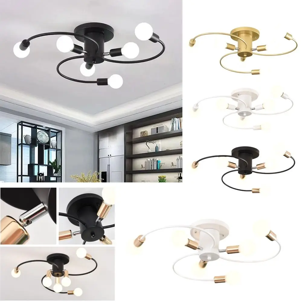 Black White Gold Ceiling Light Soft Iron Material Nordic Ceiling Light Six Heads E27 Bulb Base LED Ceiling Light Study Room
Black White Gold Ceiling Light Soft Iron Material Nordic Ceiling Light Six Heads E27 Bulb Base LED Ceiling Light Study Room