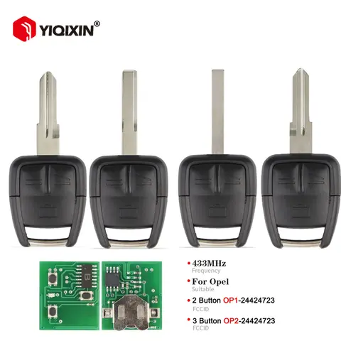 YIQIXIN For Opel Vauxhall Mk4 Vectra Zafira Omega 3 Frontera 1998-2005 OP1 OP2 24424723 Remote Car Key 433Mhz 2/3 Button No Chip