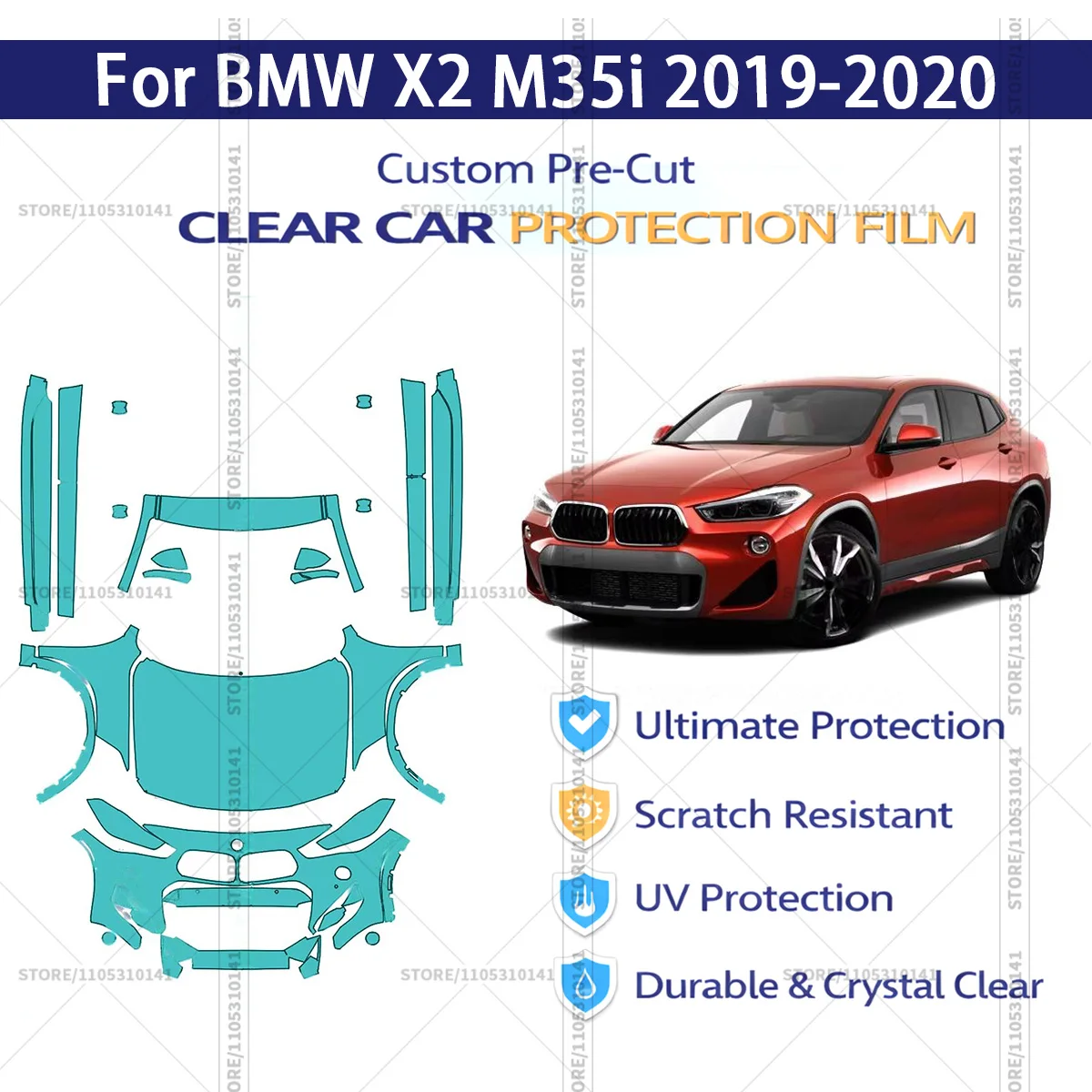For BMW X2 M35i 2019-2020 Pre-Cut Paint Protection Film PPF Transparent Car Film Professional Automotive PPF Front Kit-Rockers
For BMW X2 M35i 2019-2020 Pre-Cut Paint Protection Film PPF Transparent Car Film Professional Automotive PPF Front Kit-Rockers