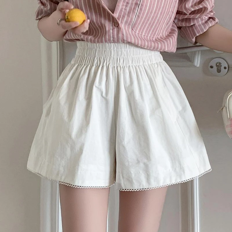 Korean Style Chic White Lacework Wide Leg Shorts Women New Summer Casual Elastic High Waist A-line Shorts Female Loose Shorts
Korean Style Chic White Lacework Wide Leg Shorts Women New Summer Casual Elastic High Waist A-line Shorts Female Loose Shorts