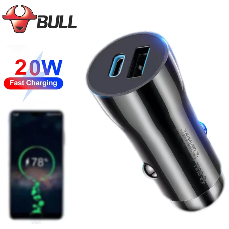 BULL CA20 20W Car Charger Fast Charging USB Type C PD Input DC12V-24V Car Mobile Phone Charger Adapter for Xiaomi Samsung Huawei
BULL CA20 20W Car Charger Fast Charging USB Type C PD Input DC12V-24V Car Mobile Phone Charger Adapter for Xiaomi Samsung Huawei