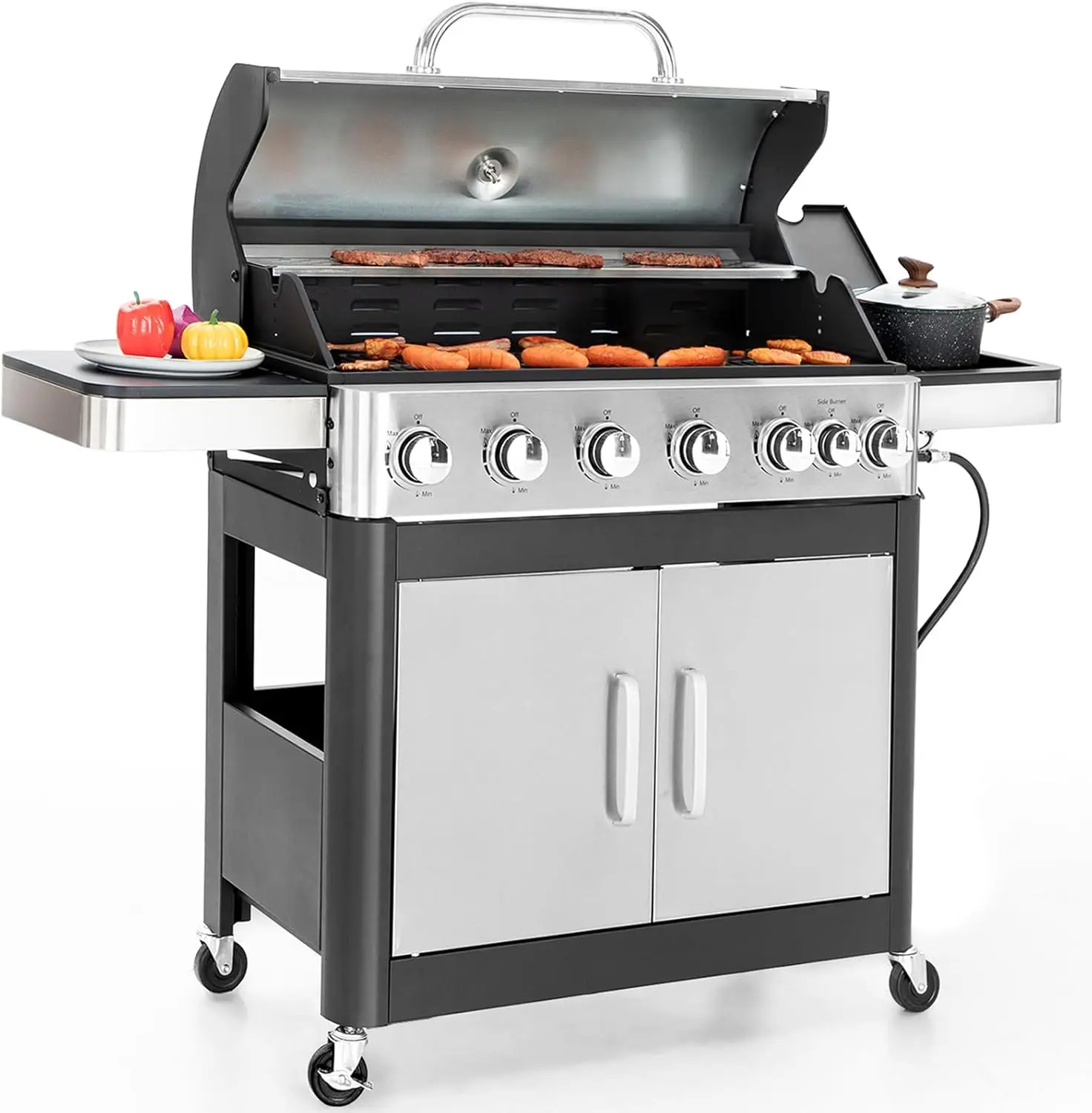 Sophia & William 6-Burner Propane Gas BBQ Grill with Side Burner & Porcelain-Enameled Cast Iron Grates, 65,800BTU Stainless Stee
Sophia & William 6-Burner Propane Gas BBQ Grill with Side Burner & Porcelain-Enameled Cast Iron Grates, 65,800BTU Stainless Stee
