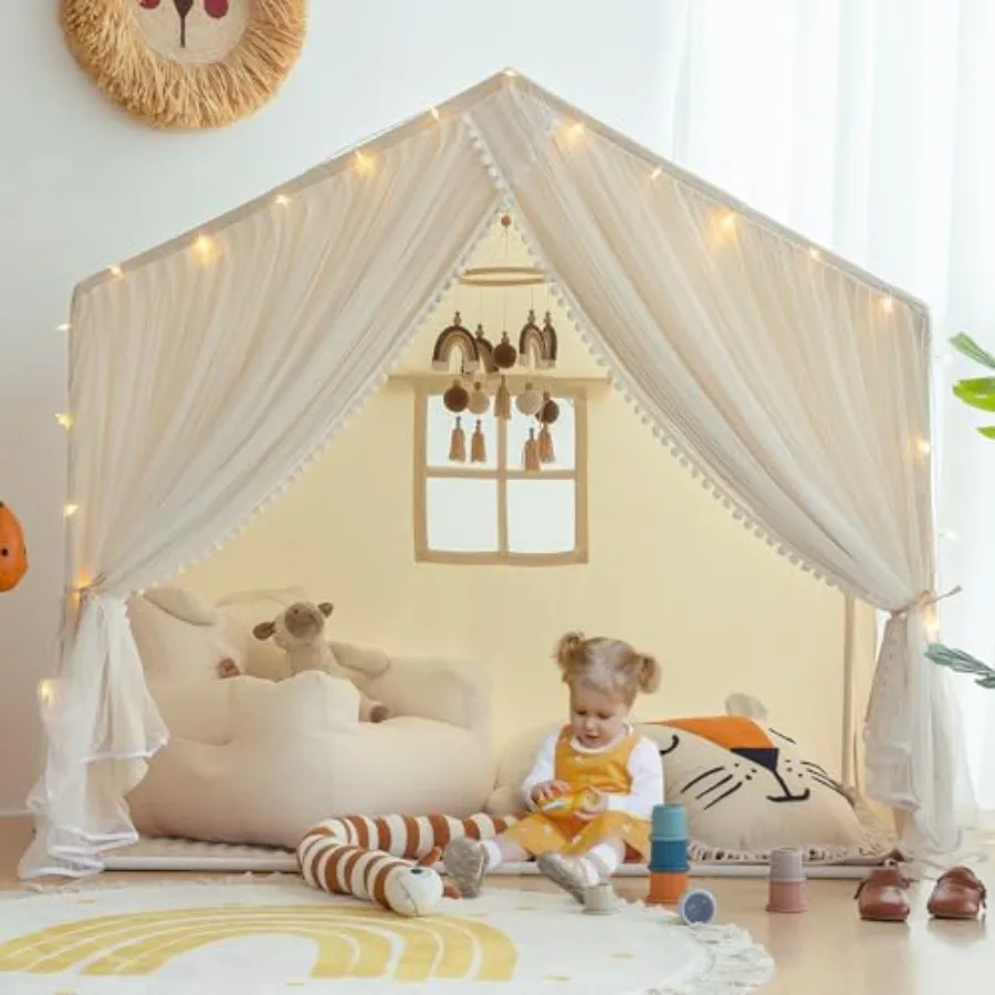 Play Tent with Padded Mat Tents Indoor Playhouse for Toddler Large Princess Castle Pompoms Play House Tent for Girl Bed Tents T
Play Tent with Padded Mat Tents Indoor Playhouse for Toddler Large Princess Castle Pompoms Play House Tent for Girl Bed Tents T