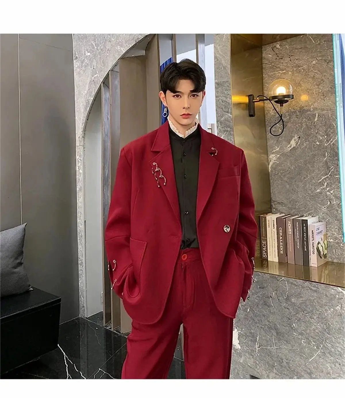 Fashion Red Men Suits 2 Pieces Sets Groom Wedding Tuxedos Korean Notched Lapel Male Prom Blazers Loose Office Costume Homme
Fashion Red Men Suits 2 Pieces Sets Groom Wedding Tuxedos Korean Notched Lapel Male Prom Blazers Loose Office Costume Homme